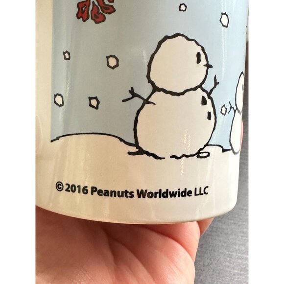 Peanuts Snoopy Woodstock Mugs Set 2 | 2016 Christmas Cups 12oz | Pre-Loved - Picture 5 of 9